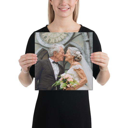 Eternal Bond – Small Personalized Aged Couple Canvas (12"x12")